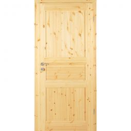Kilsgaard Zimmertür mit Zarge Set Typ 02/03 Holz Kiefer unbehandelt einfach konfigurierbar, Profilzarge und Türblatt mit Eckkante aus Massivholz