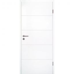 Kilsgaard Innentür Typ 17/14 Weiß lackiert Zimmertür hell ähnlich RAL 9010 mit eleganten, horizontalen Oberflächenfräsungen