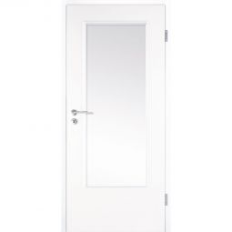Kilsgaard Zimmertür mit Lichtausschnitt Typ 42/LA Supraweiß lackiert Hochwertige langlebige Mehrschichtlackierung, schlicht und neutral, mit Rund- oder Eckkante