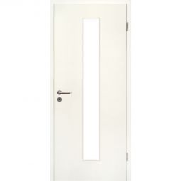 Kilsgaard Zimmertür mit Lichtausschnitt/Glas schmal mittig Esche weiß Lamikor Typ 43/LA05 Rundkante Naturidentische CPL Oberfläche, pflegeleicht, stoß- und kratzfest, Lichtausschnitt mittig 184x1586 mm