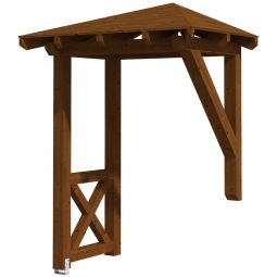 Skan Holz Vordach Wesel Dach mit Seitenteil Nussbaum Walmdach mit Seitenteil aus nordischer Fichte, überdachte Fläche 188x126 cm, solide Zapfenlochverbindungen Konstruktionsvollholz