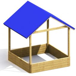 WINNETOO Sandkasten MORITZ 4-Eck Sandbox inkl. Dach aus PE-Folie Blau

