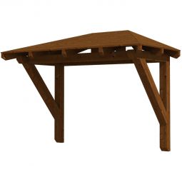 Skan Holz Vordach Wismar Dach Nussbaum Walmdach aus nordischer Fichte, 258x126 cm, endlos verleimtes und keilverzinktes Konstruktionsvollholz