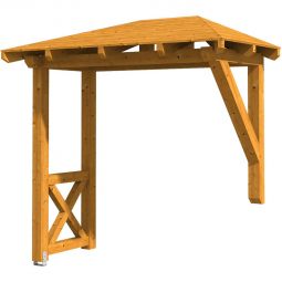 Skan Holz Vordach Wismar Dach mit Seitenteil Eiche Hell Walmdach mit Seitenteil aus nordischer Fichte, 258x126 cm, endlos verleimtes und keilverzinktes Konstruktionsvollholz