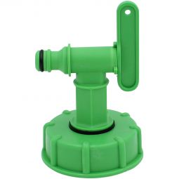 IBC Adapter kleiner Hahn passend für IBC-Regenwassertanks mit S60x6 (DN50) IG, 2″ Grobgewinde-Auslaufhahn (Ø 55–62 mm)
