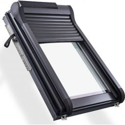 Roto Dachfenster Set Designo R89G K200 Klapp-Schwingfenster Kunststoff inkl. Designo ZRO S R6R8 Solar Außenrollladen 3fach-Comfort Sicherheits- und Wärmedämm-Isolierverglasung, Schallschutzklasse 3, inklusive Außenrollladen für zuverlässigen Schutz vor Hitze und Kälte