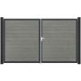 GroJa Doppeltor BasicLine schmal PVC-Steckzaun Grey Ash Cut 