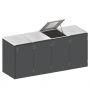 Binto Mülltonnenbox 4er-Box HPL-Schiefer Edelstahl-Klappdeckel Mülltonnenverkleidung
