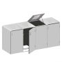 Binto Mülltonnenbox 4er-Box HPL-Grau Edelstahl-Klappdeckel Mülltonnenverkleidung