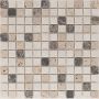 Natursteinmosaik Quadrat Kronos Travertin Beige Noce Marron Emperador getrommelt 30,5x30,5 cm Mosaikfliesen