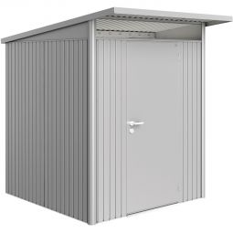 Biohort Gerätehaus AvantGarde silber-metallic Geräteschuppen Trendiges Pultdach-Gerätehaus mit Dachvorsprung und Acrylglasoberlicht