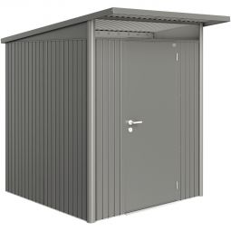 Biohort Gerätehaus AvantGarde quarzgrau-metallic Geräteschuppen Trendiges Pultdach-Gerätehaus mit Dachvorsprung und Acrylglasoberlicht