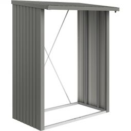 Biohort Kaminholzregal Woodstock quarzgrau-metallic Kaminholzregal und Geräteschrank in einem, großes Platzangebot, Holzlagerung in zwei Reihen möglich