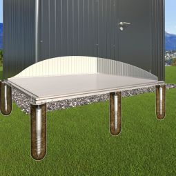 Biohort SmartBase PLUS für Gerätehäuser und Geräteschränke die optimale Lösung für Hangneigungen, problemlos Gefälle bis zu 15 cm ausgleichen