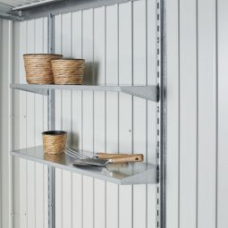 Biohort Regalboden-Set Gerätehäuser und Gerätschrank und Mülltonnenbox, 2 Böden 72x24,5 cm (BxT) groß, bis zu 15 kg je Regalboden belastbar