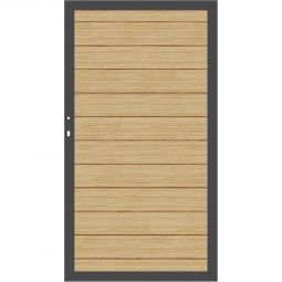 TraumGarten Sichtschutzzaun SYSTEM ALU PLUS Tor Lärche/Anthrazit Größe 98x180 cm, Aluminiumrahmen 66x40 mm, Aluminium-Profile, stabil, wetterfest, wartungsarm