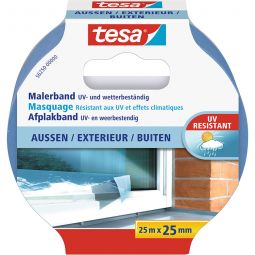 tesa Malerband Außen 25 m Kreppband verschiedene Breiten, UV- und wetterbeständig, für alle Farbtypen geeignet