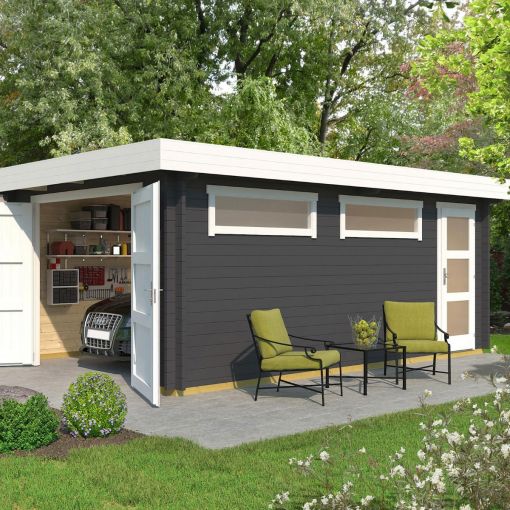 WEKA Einzelgarage 441 Holz graphitgrau 2