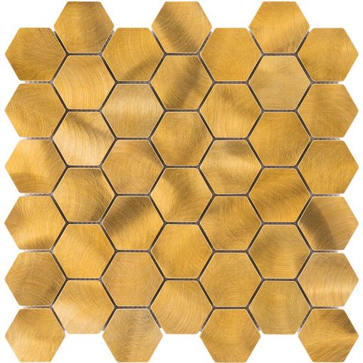 Metallmosaik Gold Hexagon 30x30 cm 2