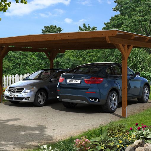 Skan Holz Doppelcarport Odenwald Nussbaum 2