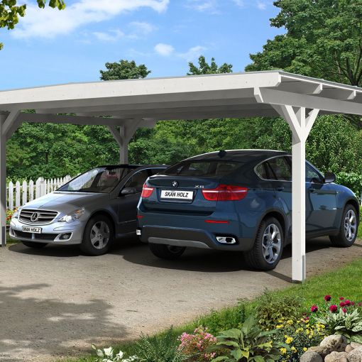 Skan Holz Doppelcarport Odenwald Weiß 2