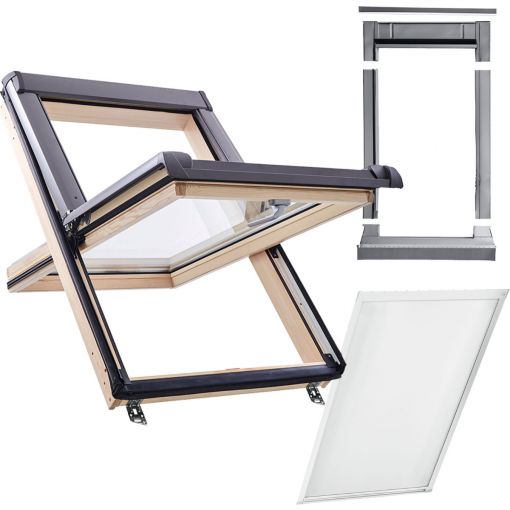 Wellker Komplett-Set Dachfenster Holz R45 2