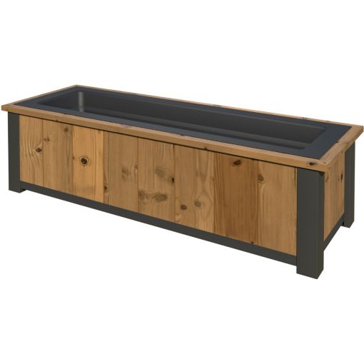 TraumGarten Thermo-Holz 4-Eck Pflanzkasten mit 2