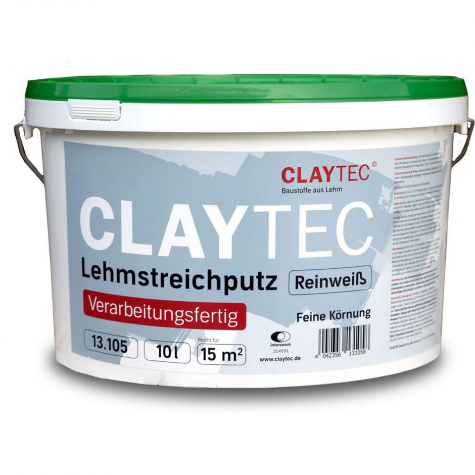 ClayTec Lehmstreichputz Reinweiß verarbeitungsfertig 2