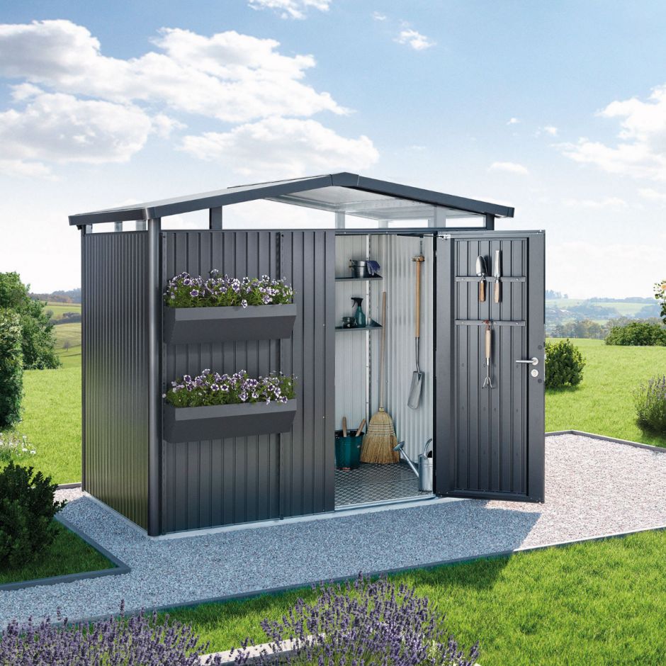 Biohort Gerätehaus Panorama dunkelgrau-metallic Geräteschuppen 13