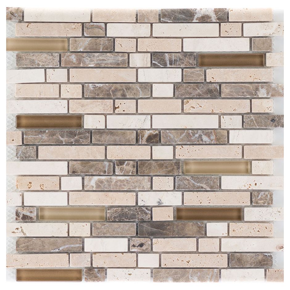 Wellker Kombimosaik Glas Naturstein Marron 2