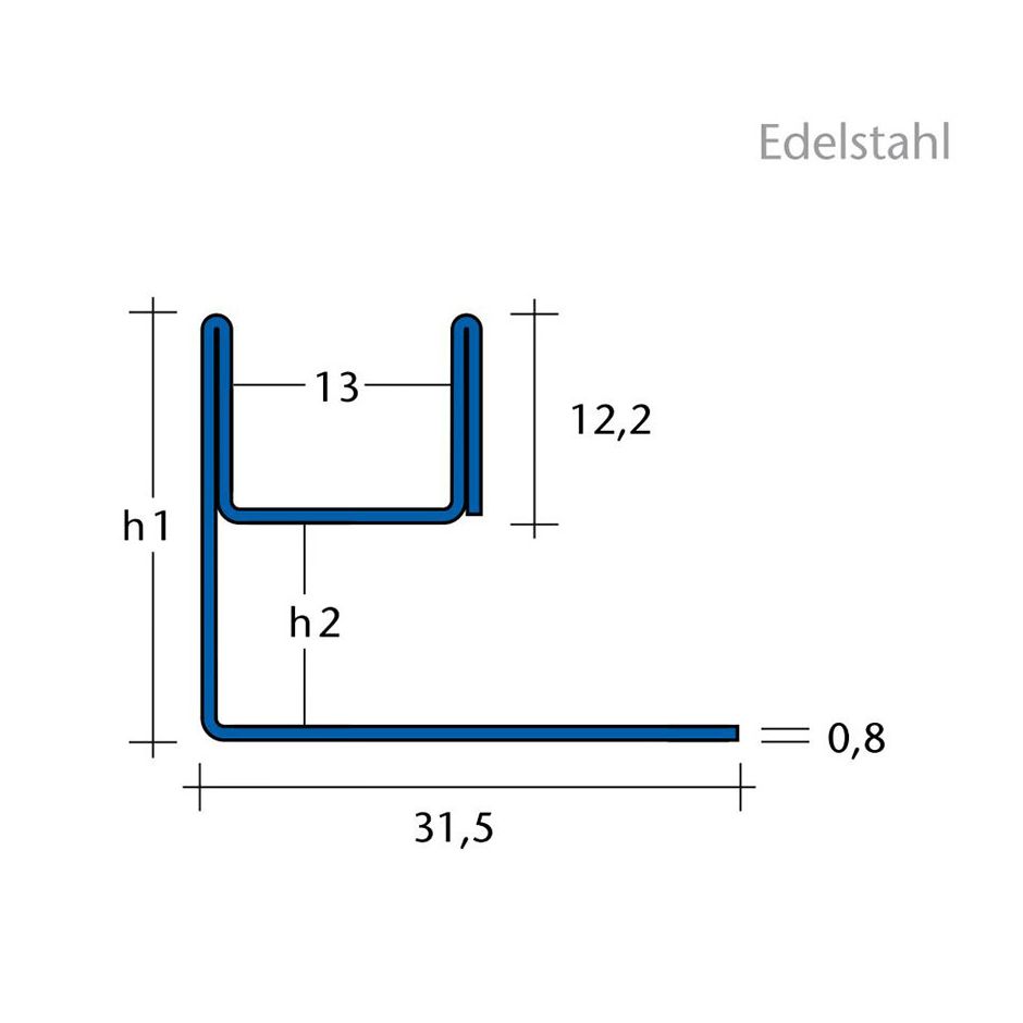 BLANKE Fliesenschiene Aufnahmeprofil AQUA-GLAS Edelstahl 3