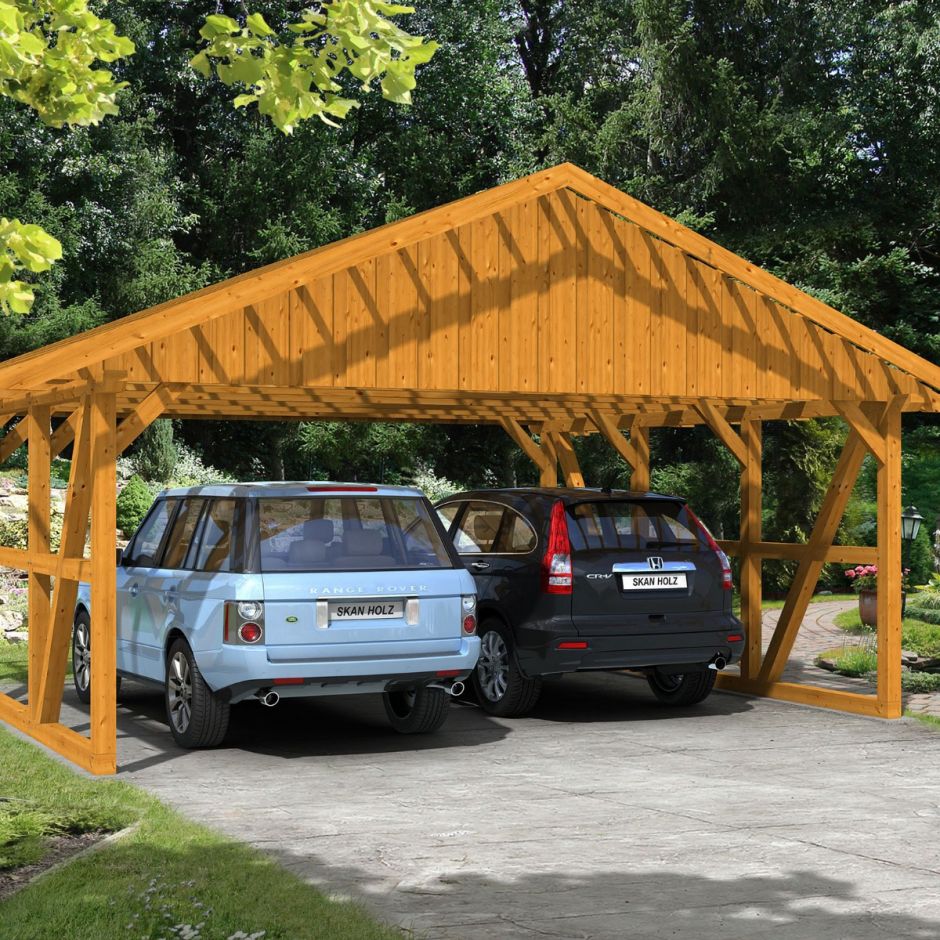 Skan Holz Doppelcarport Schwarzwald Eiche 6