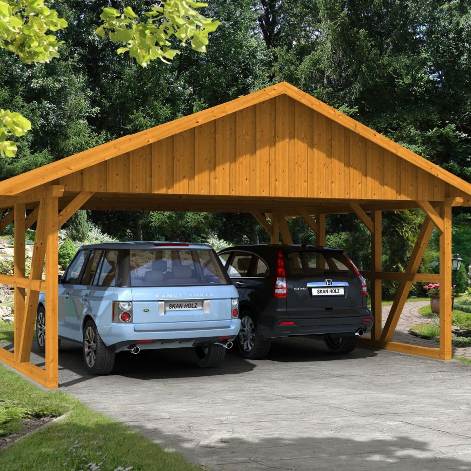 Skan Holz Doppelcarport Schwarzwald Eiche 3