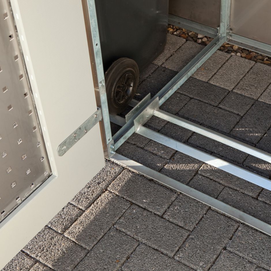 Binto Mülltonnenbox 2er-Box HPL-Grau Edelstahl-Klappdeckel 4
