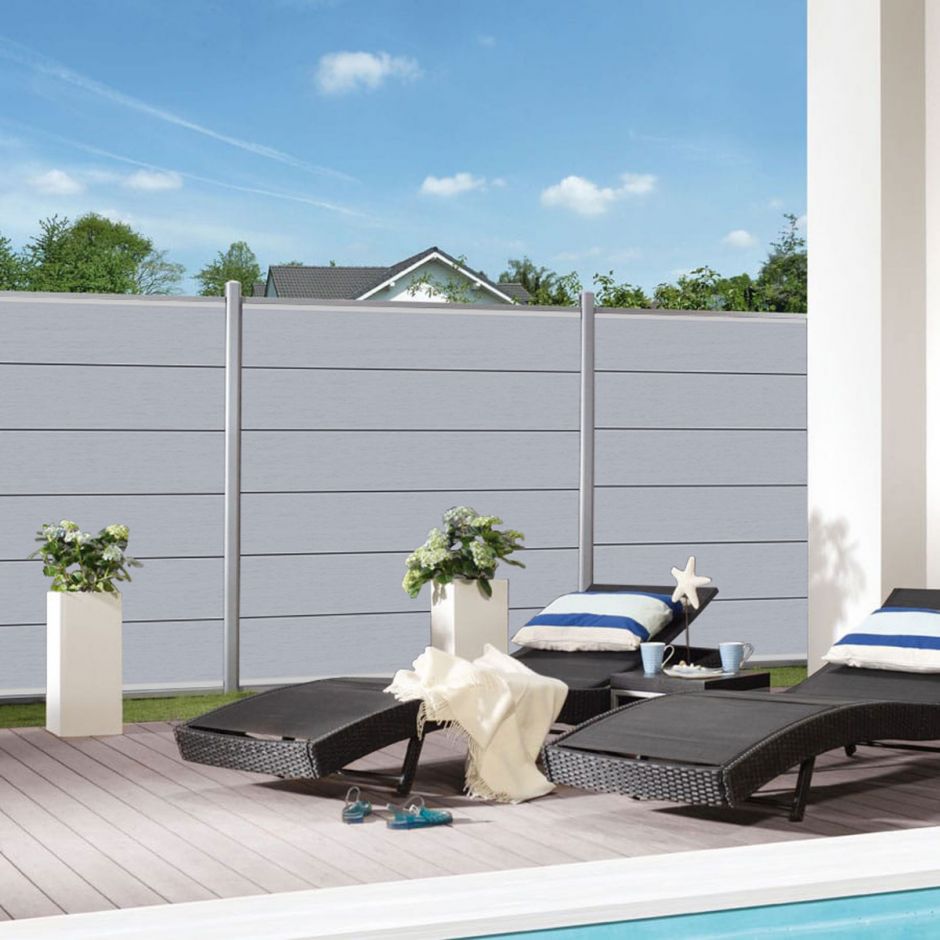 TraumGarten WPC-Sichtschutzzaun Rundum-Sorglos-Paket XL Grau 3