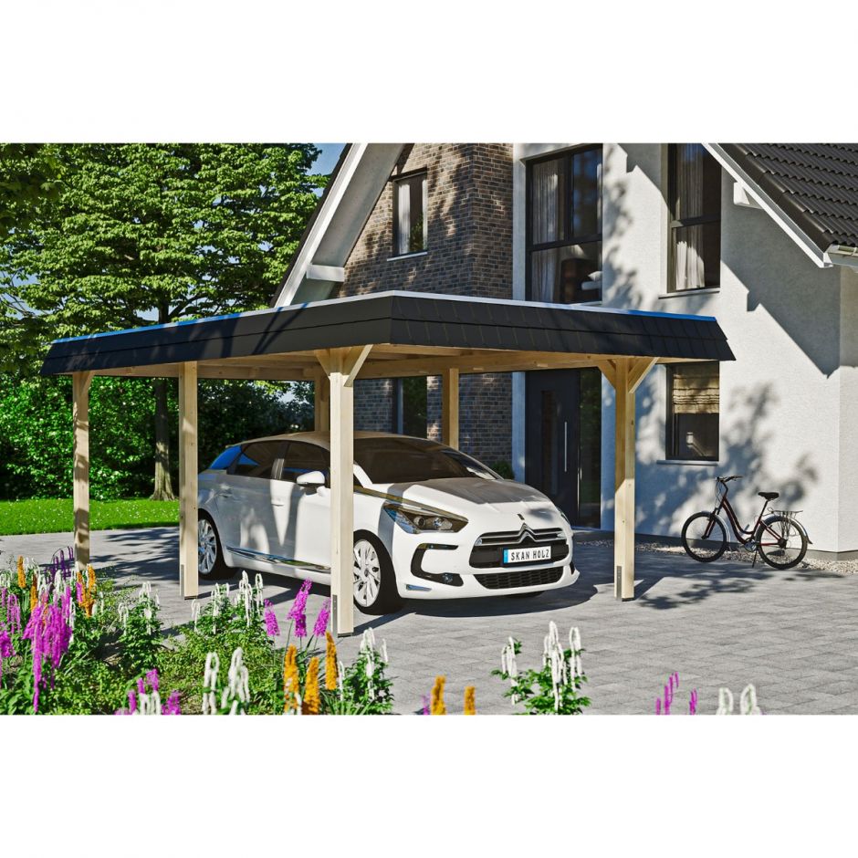 Skan Holz Einzelcarport Wendland Naturbelassen 3