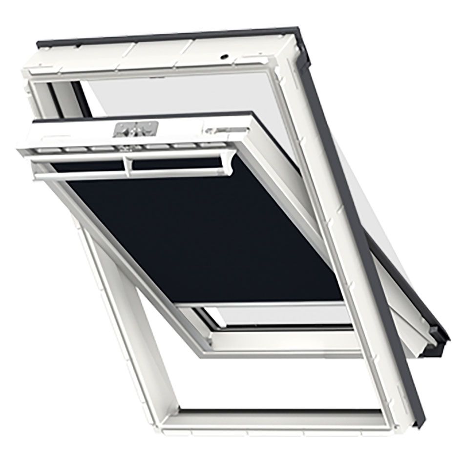 VELUX Vorteils-Set Hitzeschutz Plus DOP Manuell Uni Dunkelblau/Schwarz 1100, MK06, Alu-Schiene und Haltekrallen,GGU,Manuell,VELUX