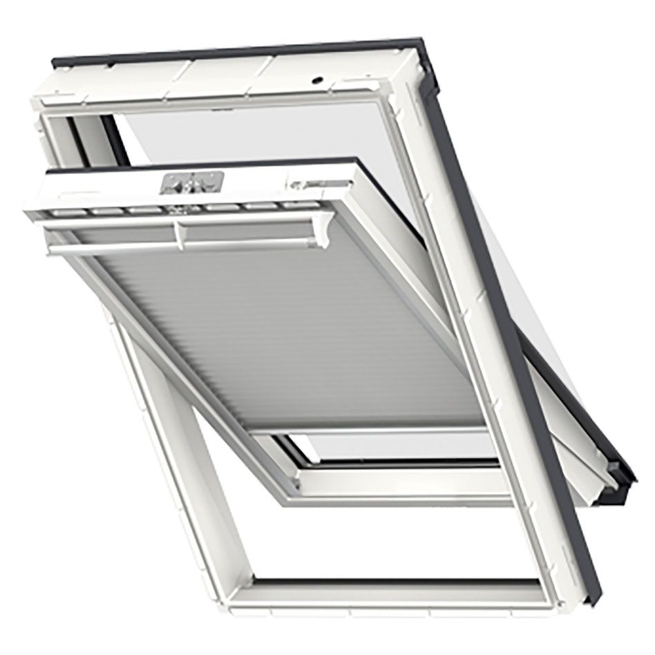 VELUX Vorteils-Set Hitzeschutz Plus FOP Manuell Uni Weiß/Schwarz 1045, MK06, GGU,Manuell,VELUX,weiße Schiene