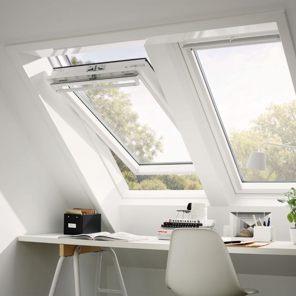 VELUX Dachfenster GGL 2070Q Schwingfenster Holz/Kiefer weiß lackiert Einbruchschutz Fenster, 94x140 cm (PK08)