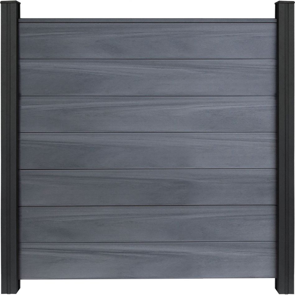 GroJa Solid Grande Steckzaun Sichtschutzzaun Steingrau co-extrudiert Sichtschutz Steckzaun Lamellenzaun günstig