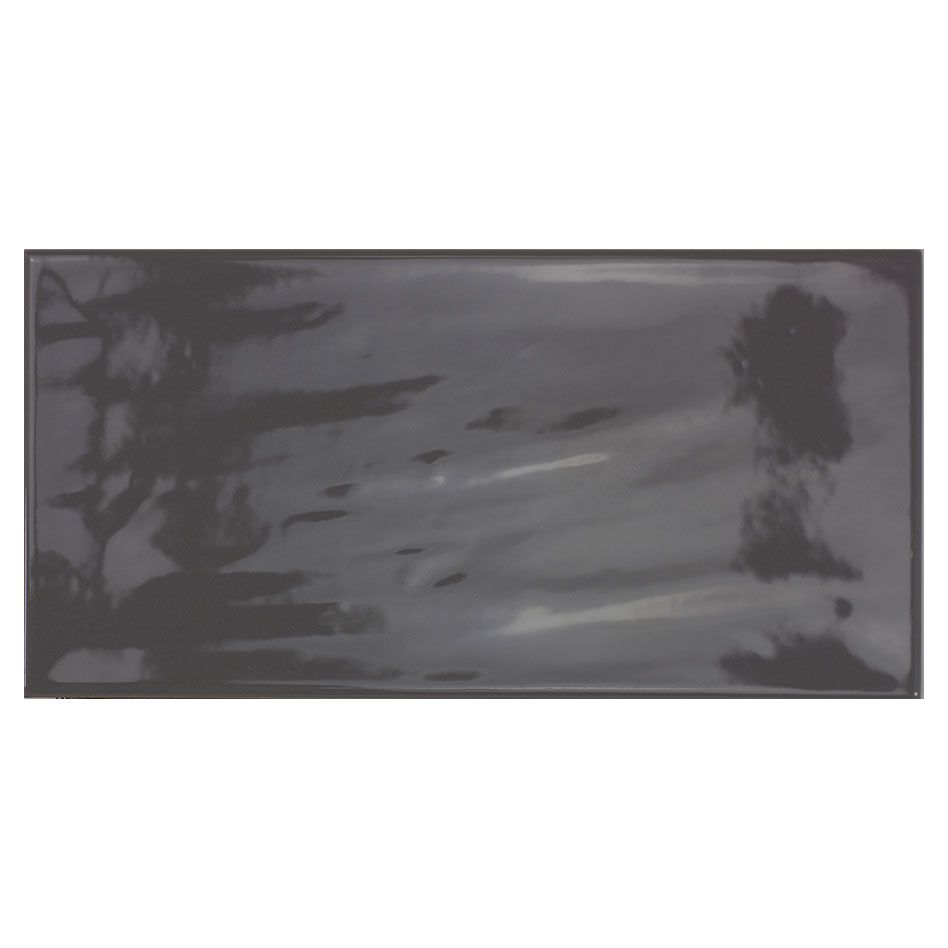 Wellker Wandfliesen Ica Dunkelgrau glasiert glänzend mit Rundkante 10x20 cm Stärke 7 mm