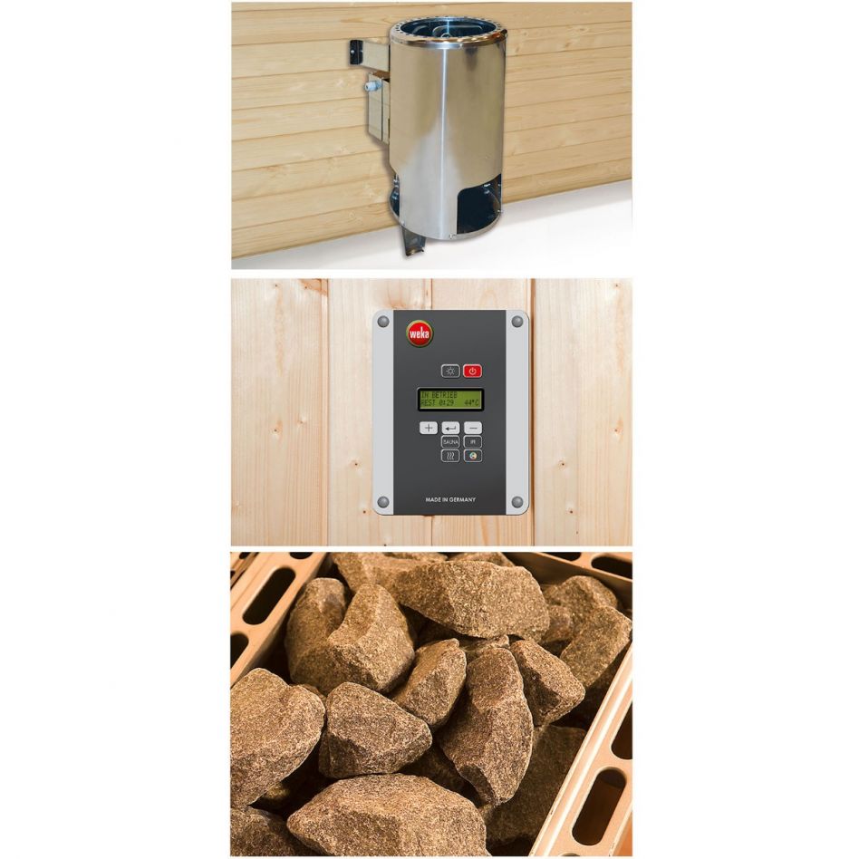 weka Saunaofenset mit Saunasteinen, 3,6 kW, Saunaofen Kompakt,Steuergerät