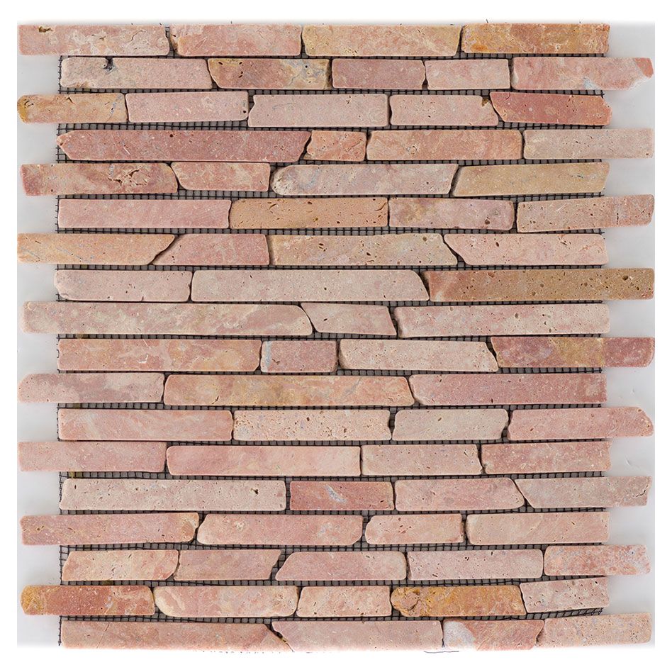 Wellker Natursteinmosaik Arauca Red Travertino getrommelt 30,5x30,5 cm Mosaikfliesen