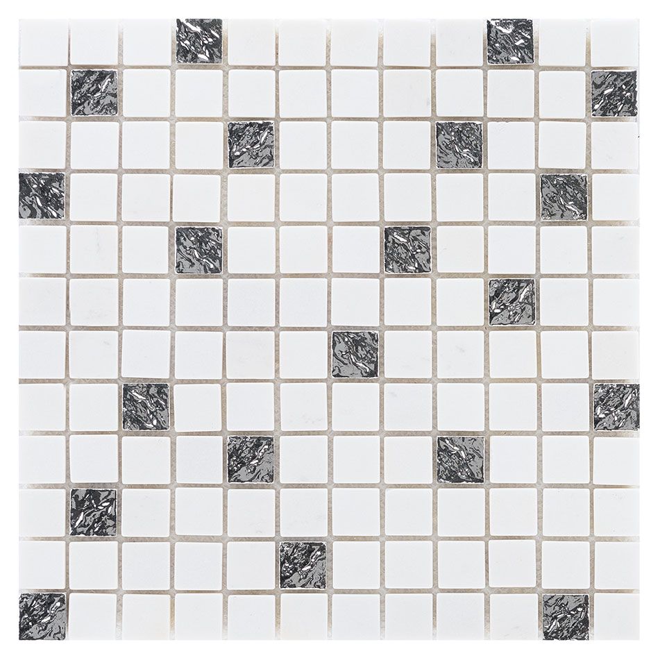 Wellker Kombimosaik Naturstein Metall Arequipa Silver 30x30 cm Mosaikfliesen 8 mm