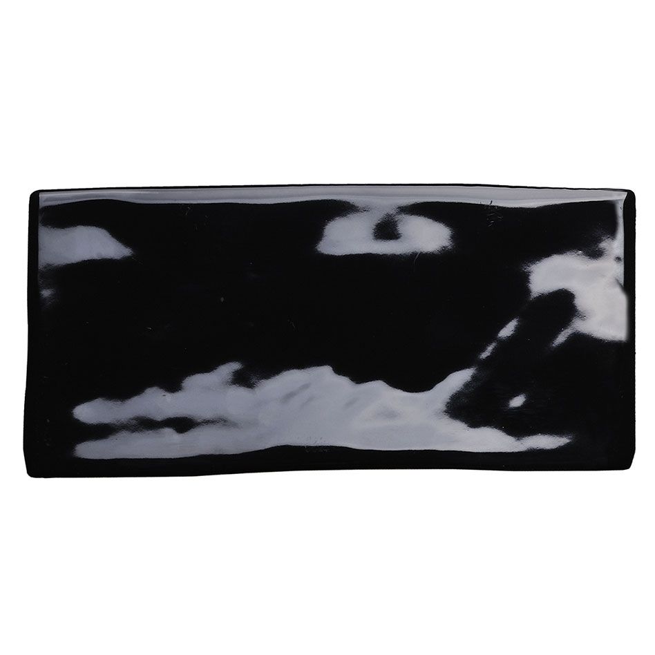 Wellker Wandfliesen Ica Schwarz glasiert glänzend mit Rund- und Wellenkante