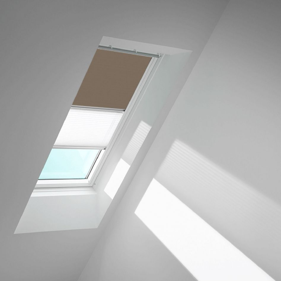 VELUX Verdunkelungsrollo Duo DFD Nougat/Weiß 4574, SK08, Aluminiumschiene,GGU,Manuell,VELUX Image