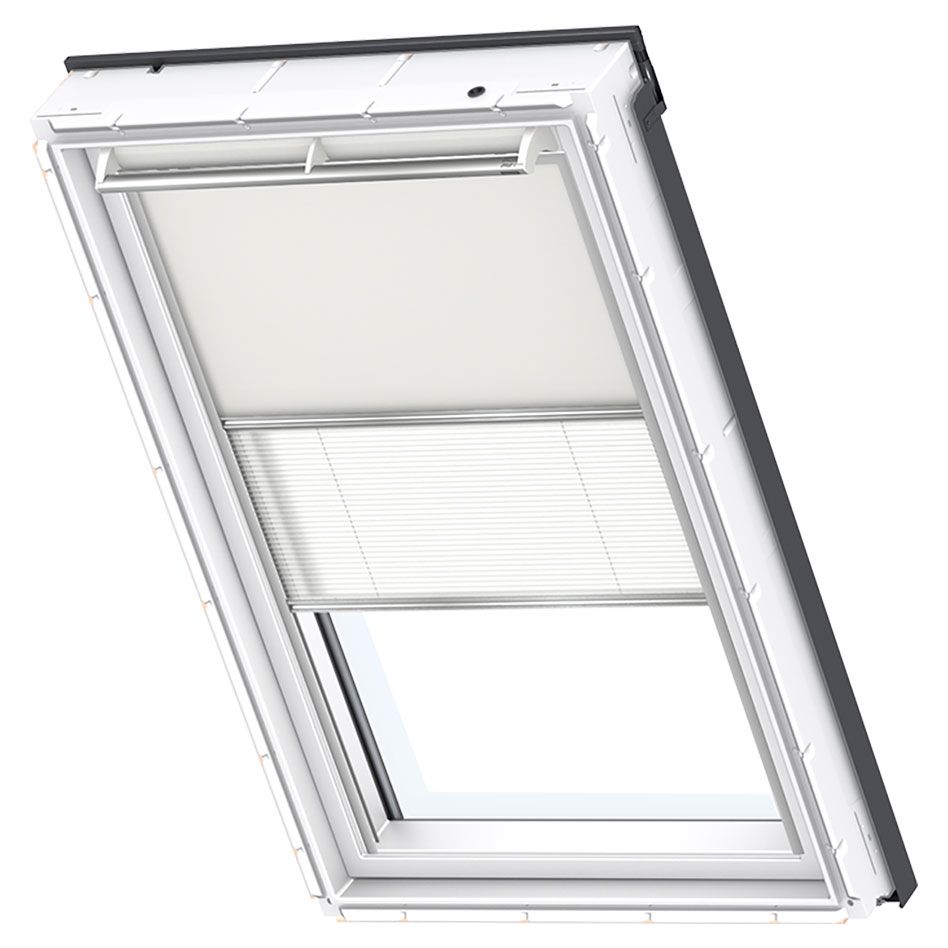 VELUX Verdunkelung Plus DFD Manuell Uni Beige/Weiß 1085, U10, GEL,Manuell,VELUX,weiße Schiene Image