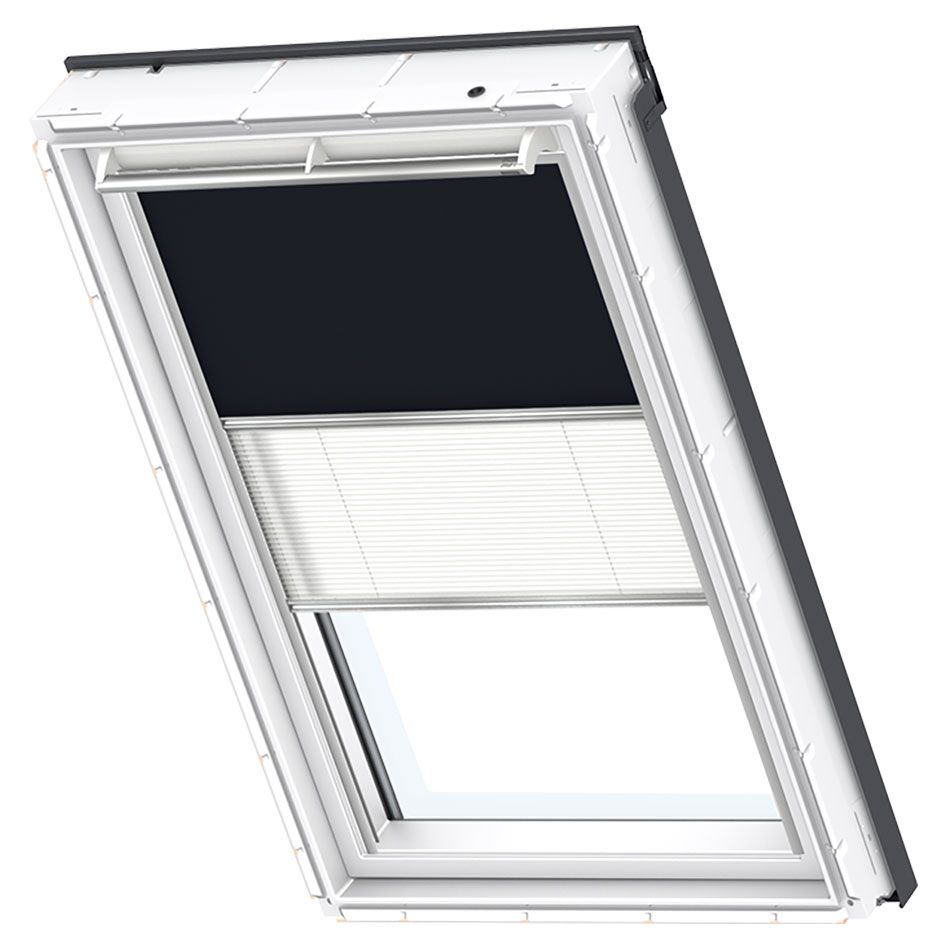 VELUX Verdunkelung Plus DFD Manuell Uni Dunkelblau/Weiß 1100, U10, GEL,Manuell,VELUX,weiße Schiene Image