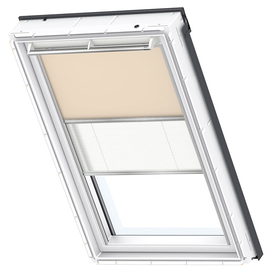 VELUX Verdunkelung Plus DFD Manuell Uni Beige/Weiß 4556, U08, GGU,Manuell,VELUX,weiße Schiene Image