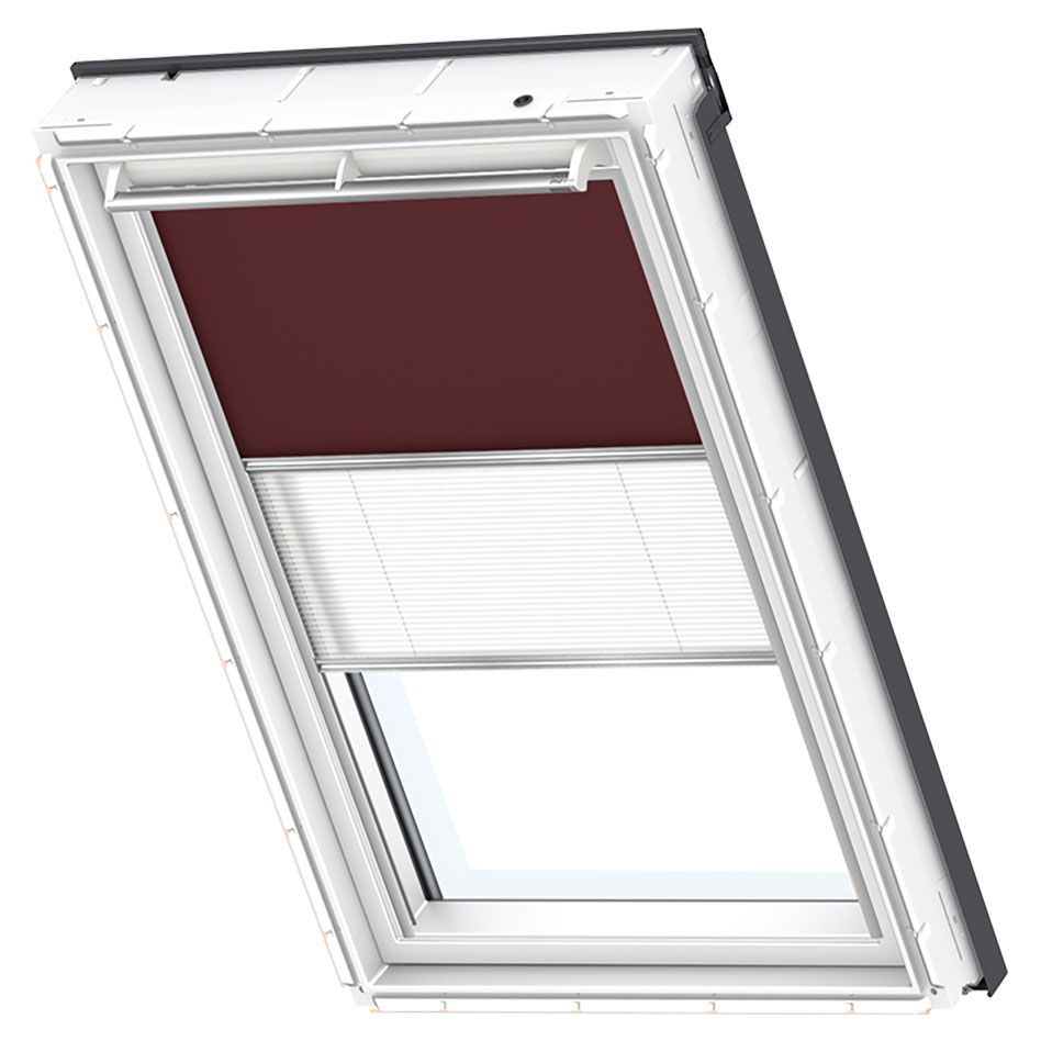 VELUX Verdunkelung Plus DFD Manuell Uni Dunkelbraun/Weiß 4559, SK08, GGU,Manuell,VELUX,weiße Schiene Image
